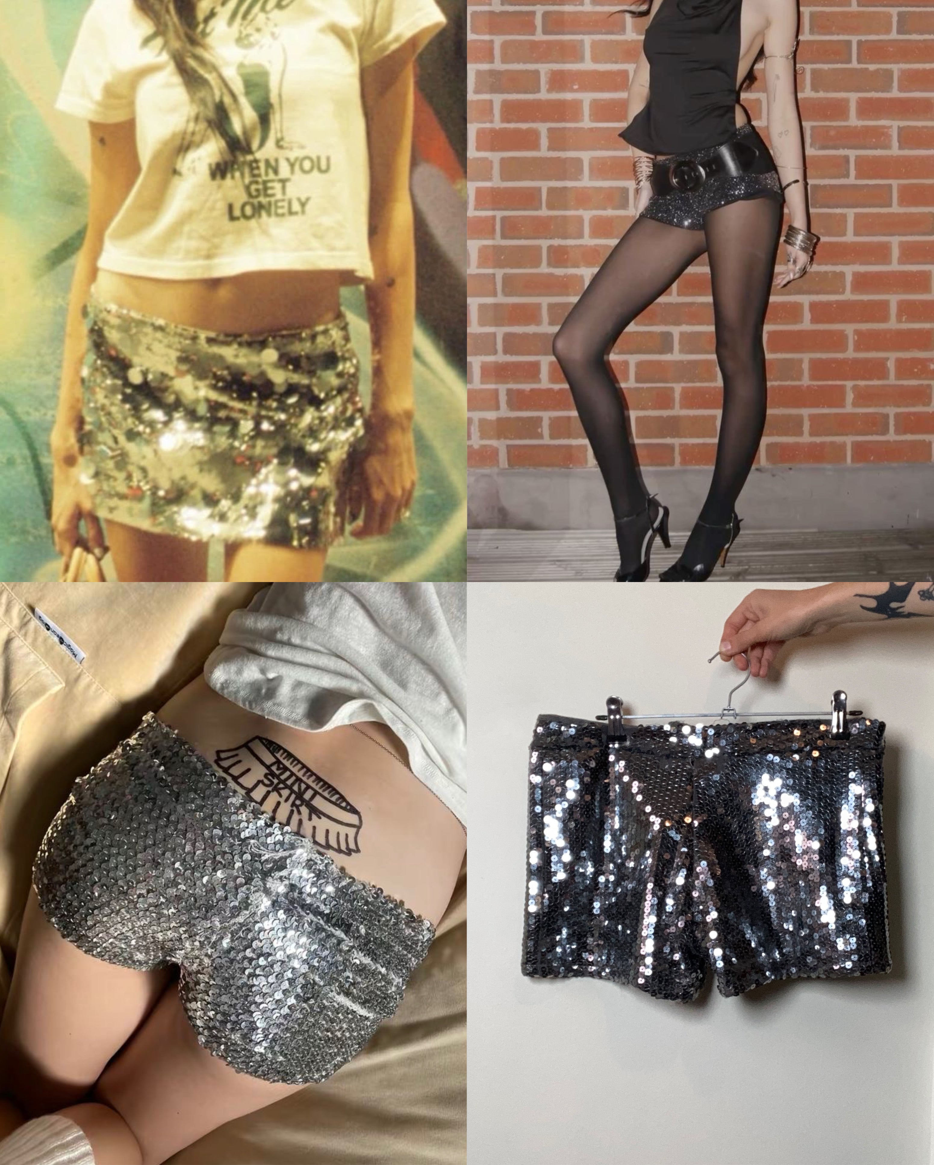 short lentejuelas